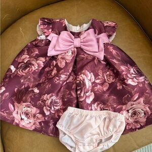 Floral Pink Dress with Bow